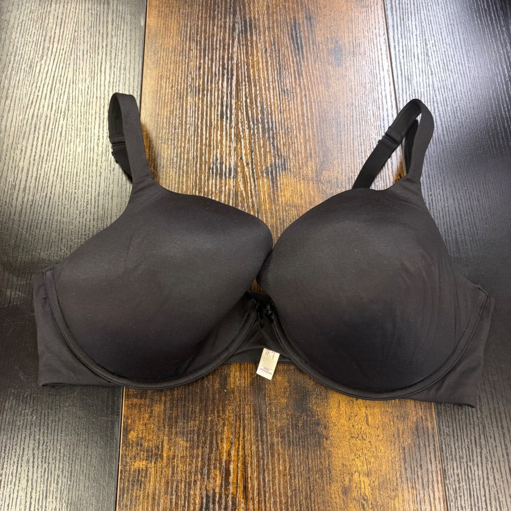 Caciqueโ Womens Smooth Intuition Uplift Plunge Bra Black Underwire 44DDD